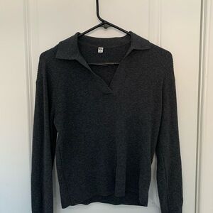 Uniqlo Washable Ribbed Knit Polo Sweater